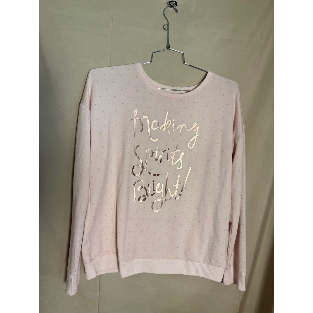 LC Lauren Conrad Sweatshirt Womens Large Pink Excellent Making Spirits Bright - Picture 6 of 11